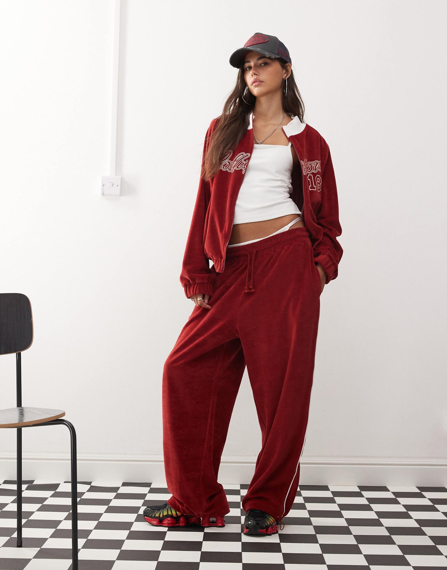 jogging coupe droite en velours