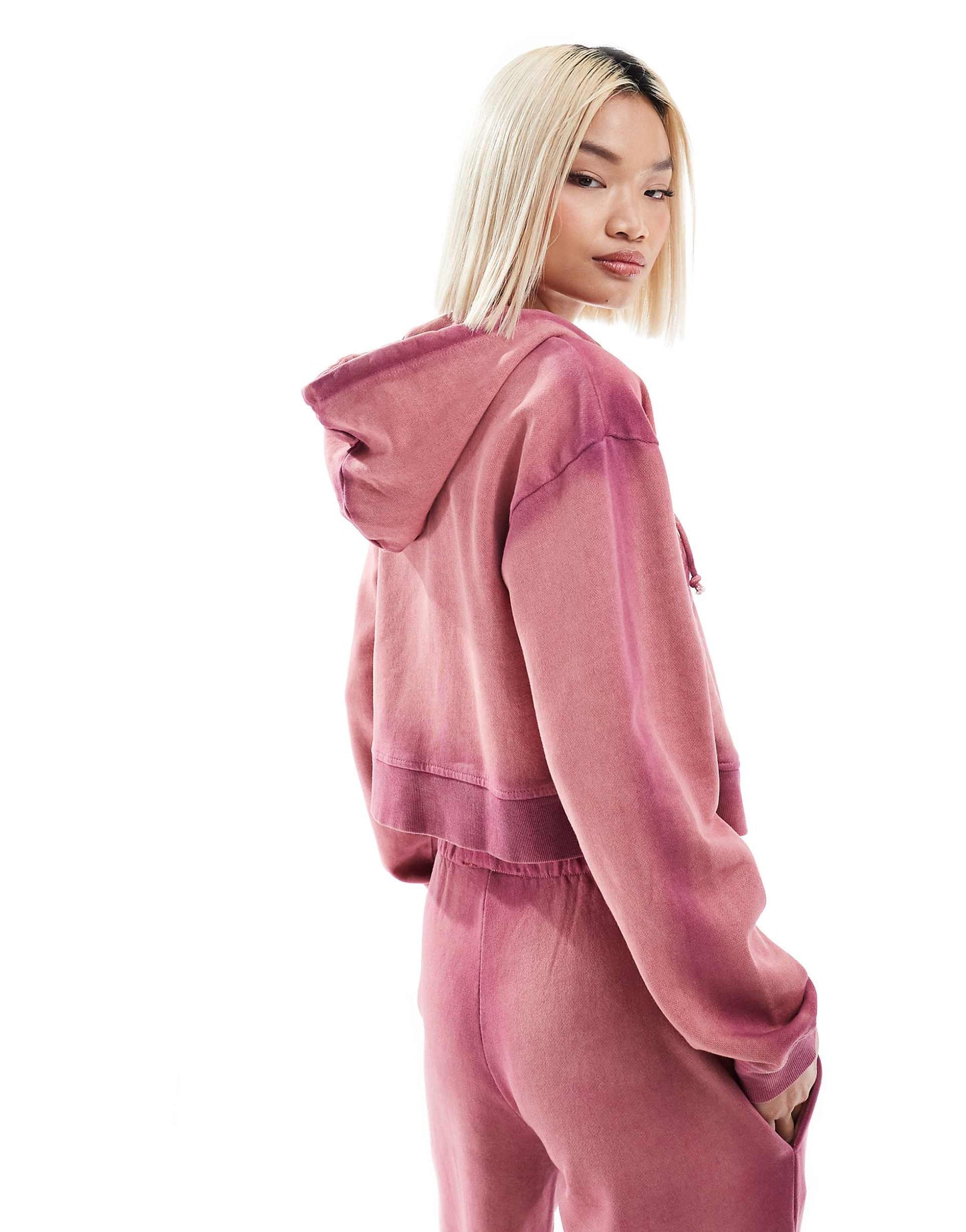 Daisy Street pink ombre cropped hoodie