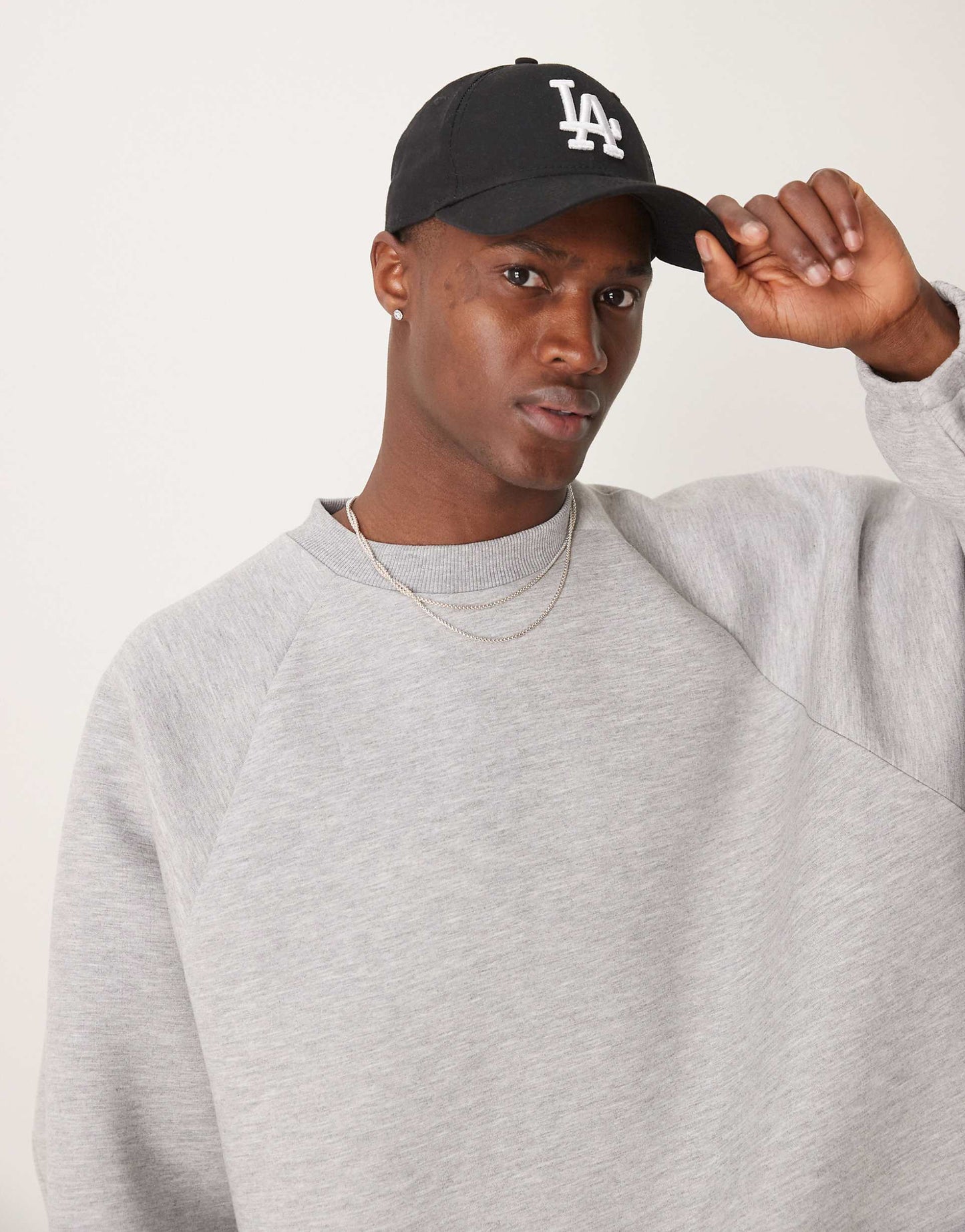 Extreem oversized sweatshirt van scubastof in gemêleerd grijs