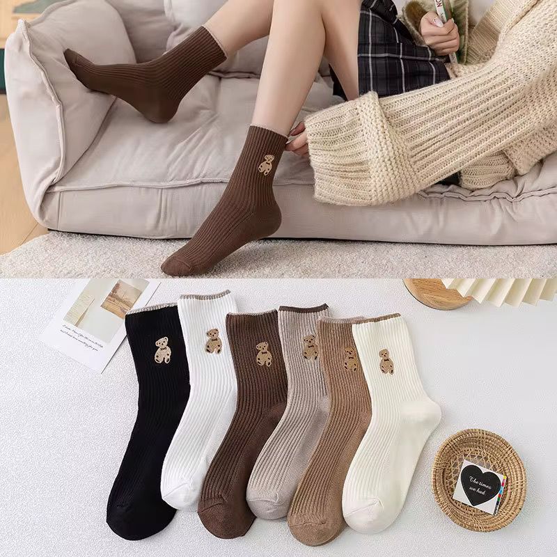 Chaussettes mi-longues, motif ours de dessin animé