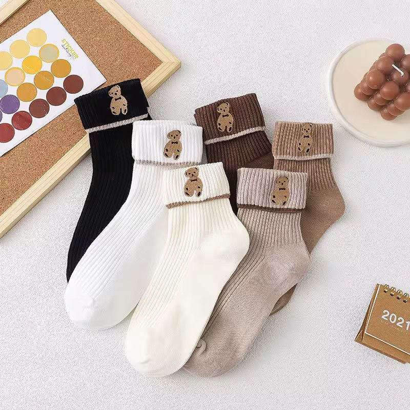 Chaussettes mi-longues, motif ours de dessin animé