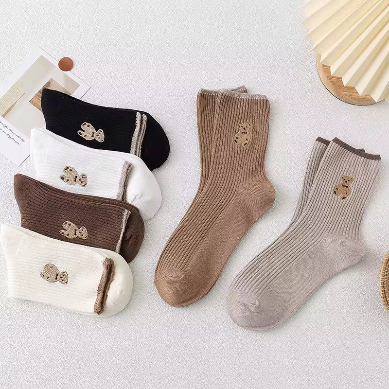 Chaussettes mi-longues, motif ours de dessin animé