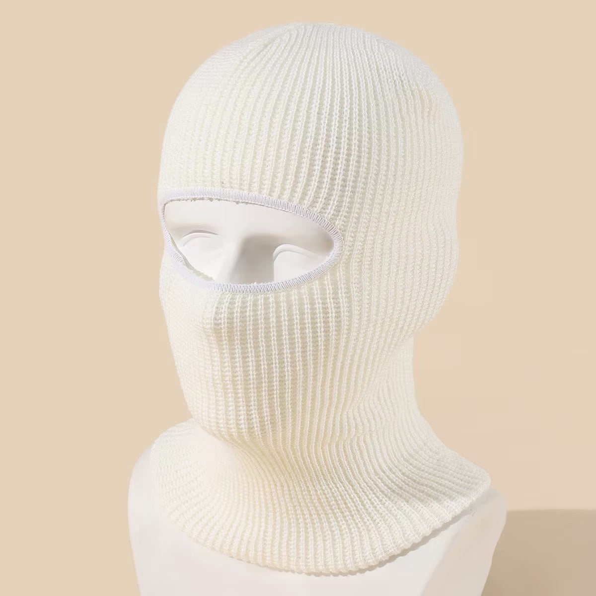 Bonnet-cagoule en maille côtelée à col long