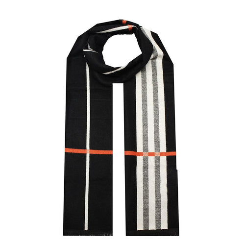 1 Paire d'écharpes élégantes noires à carreaux