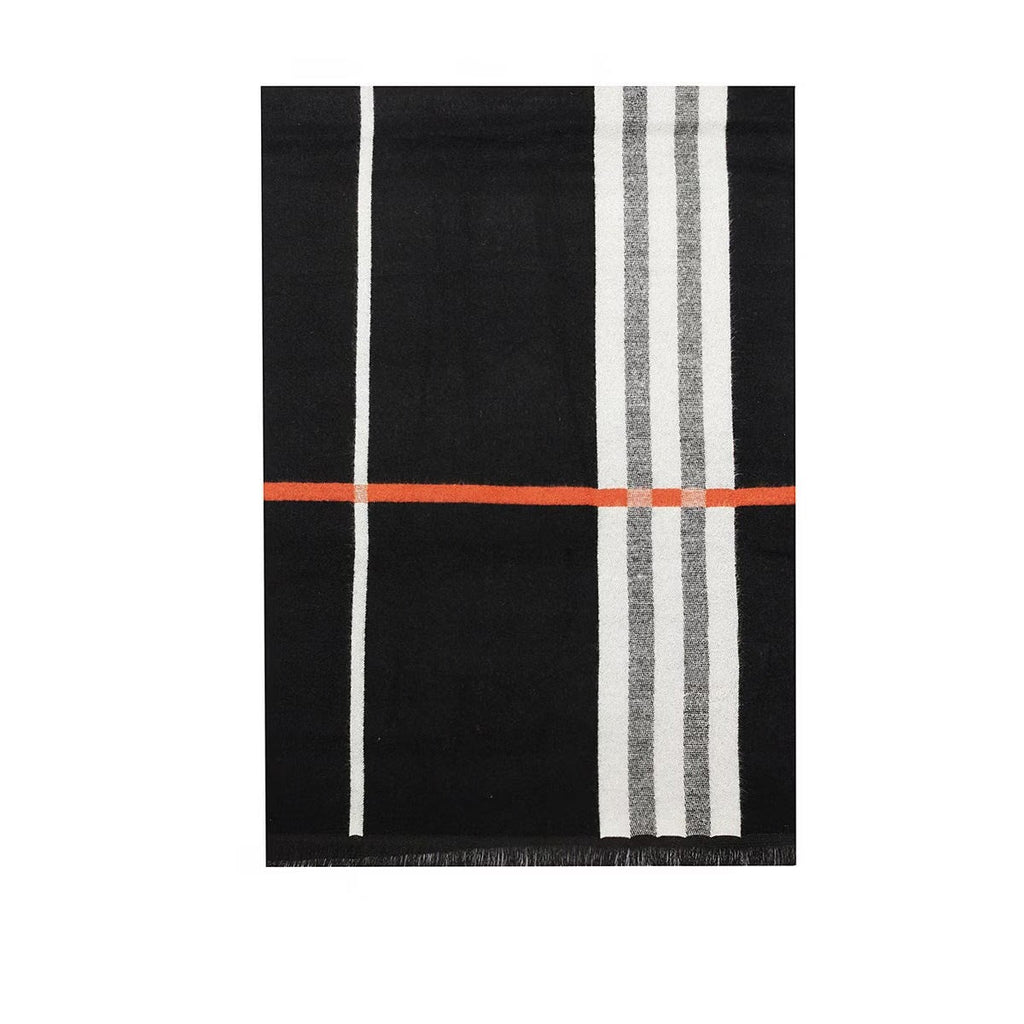 1 Paire d'écharpes élégantes noires à carreaux