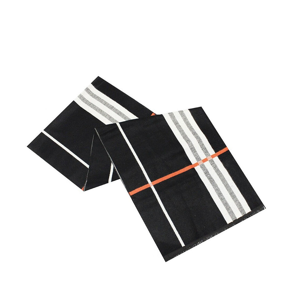 1 Paire d'écharpes élégantes noires à carreaux