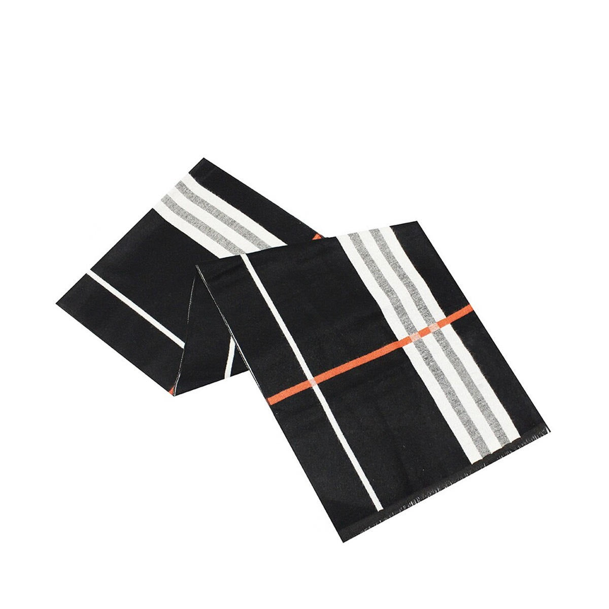 1 Paire d'écharpes élégantes noires à carreaux