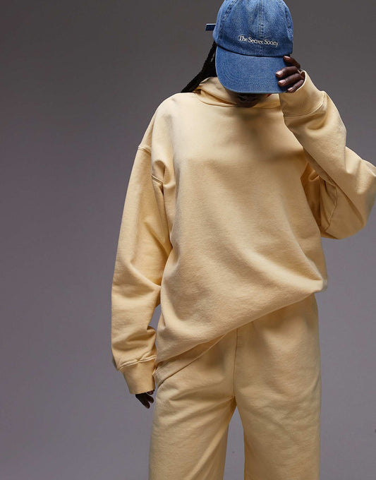 Sweat à capuche délavé à épaules tombantes