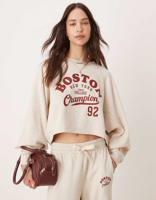 Topshop - Premium - Sweat à capuche oversize - Écru