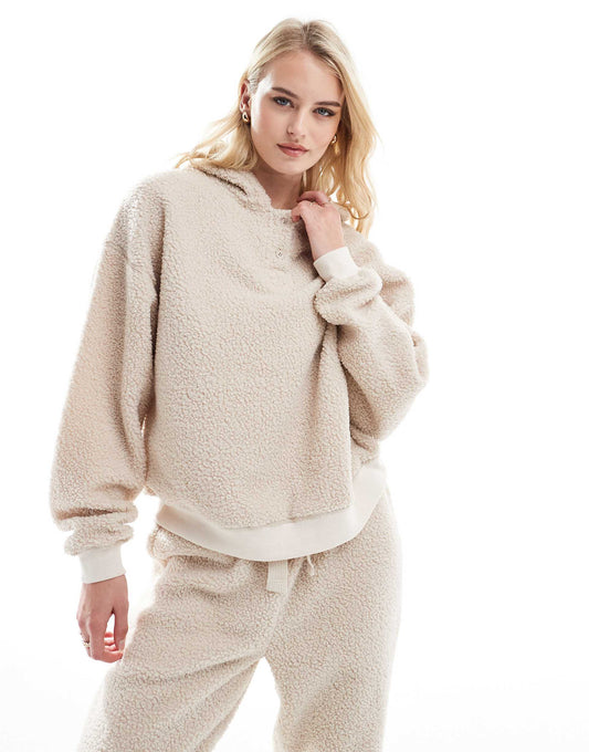 Ensemble sweat à capuche et jogging oversize en borg Tall Lounge