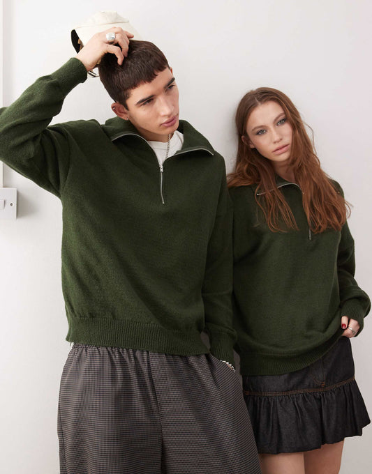 Pull unisexe à col zippé