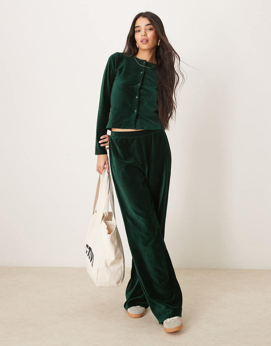 velvet cord wide leg trousers