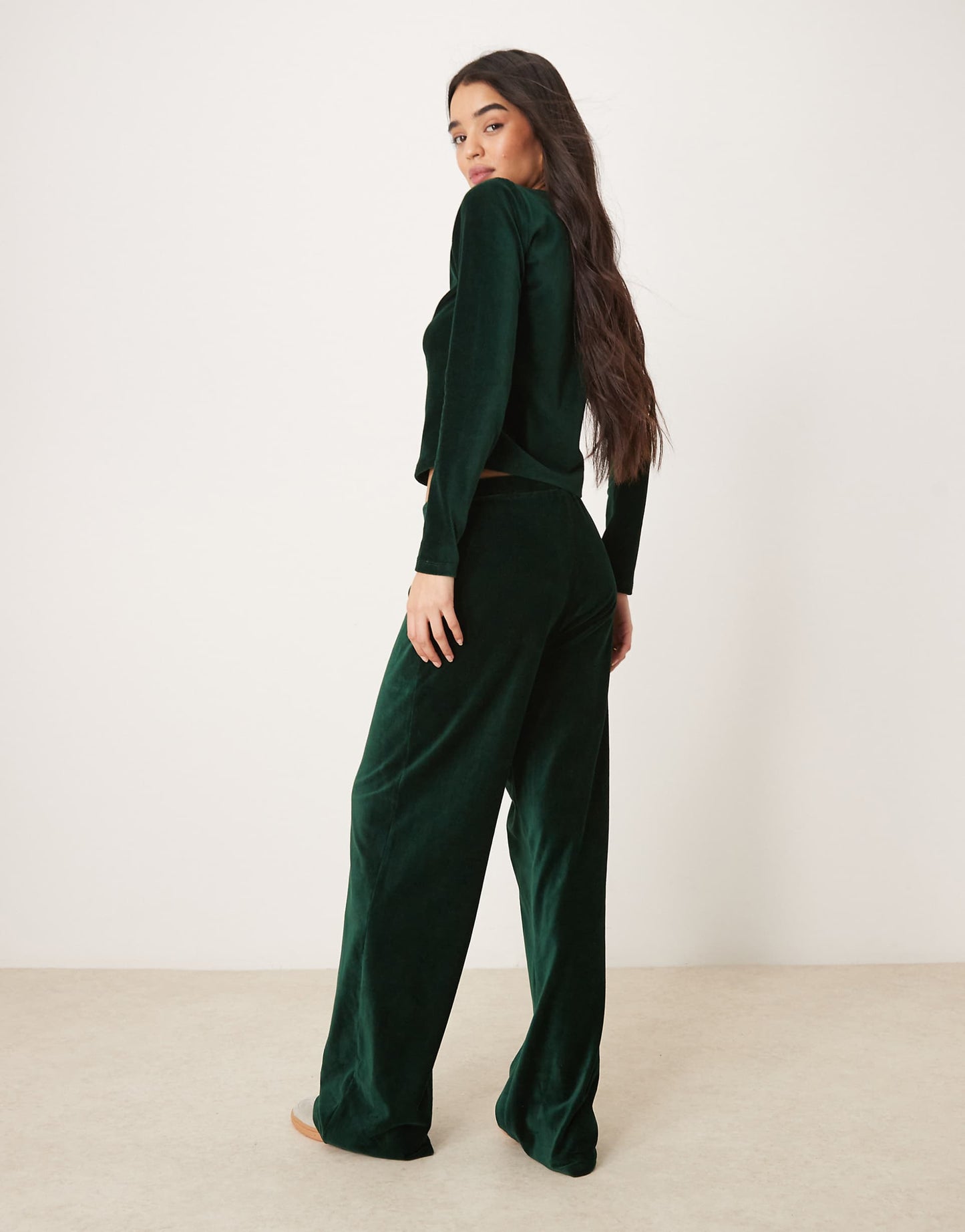 velvet cord wide leg trousers