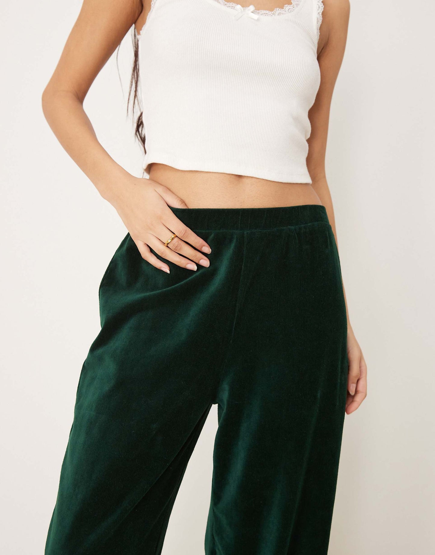 velvet cord wide leg trousers