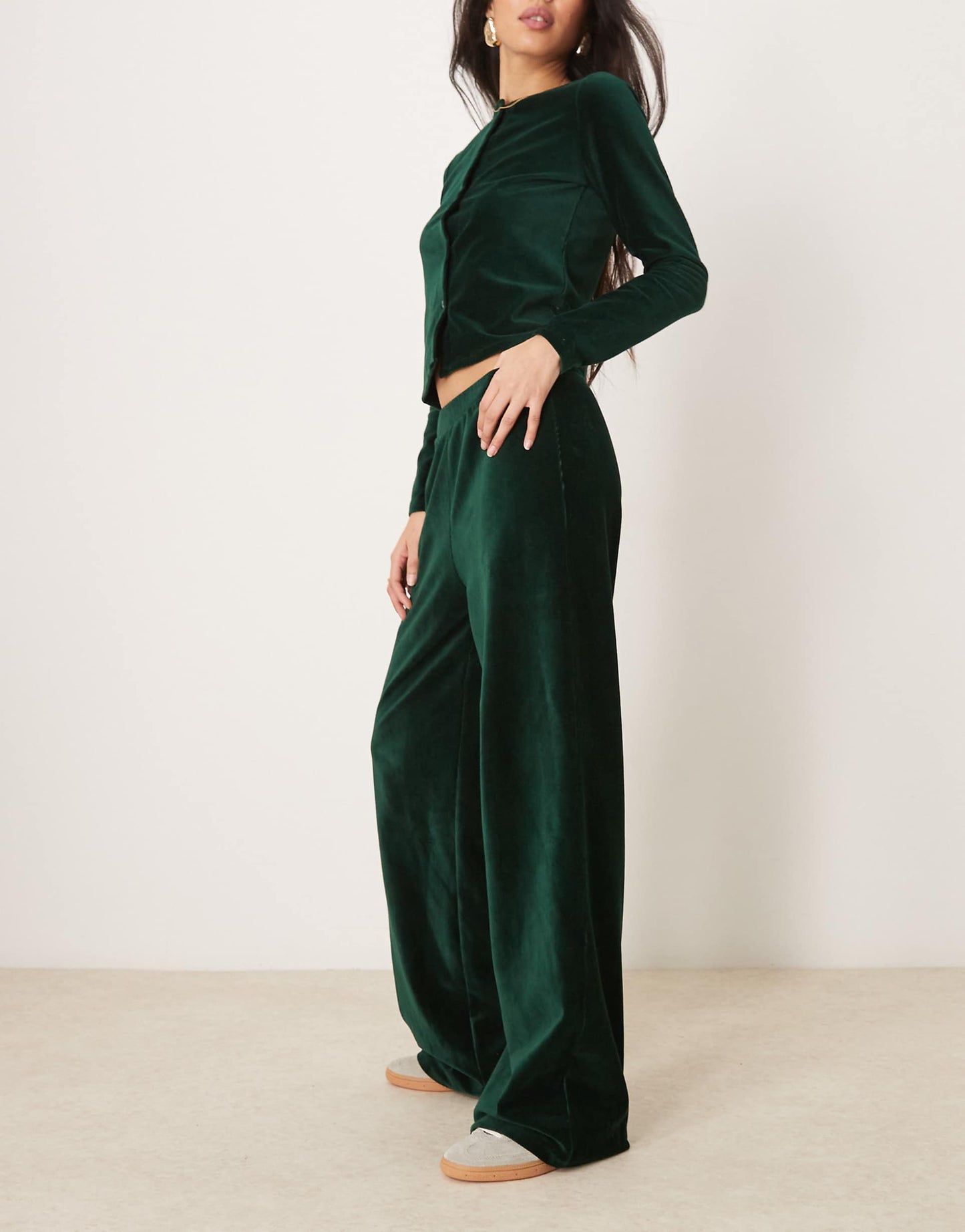 velvet cord wide leg trousers