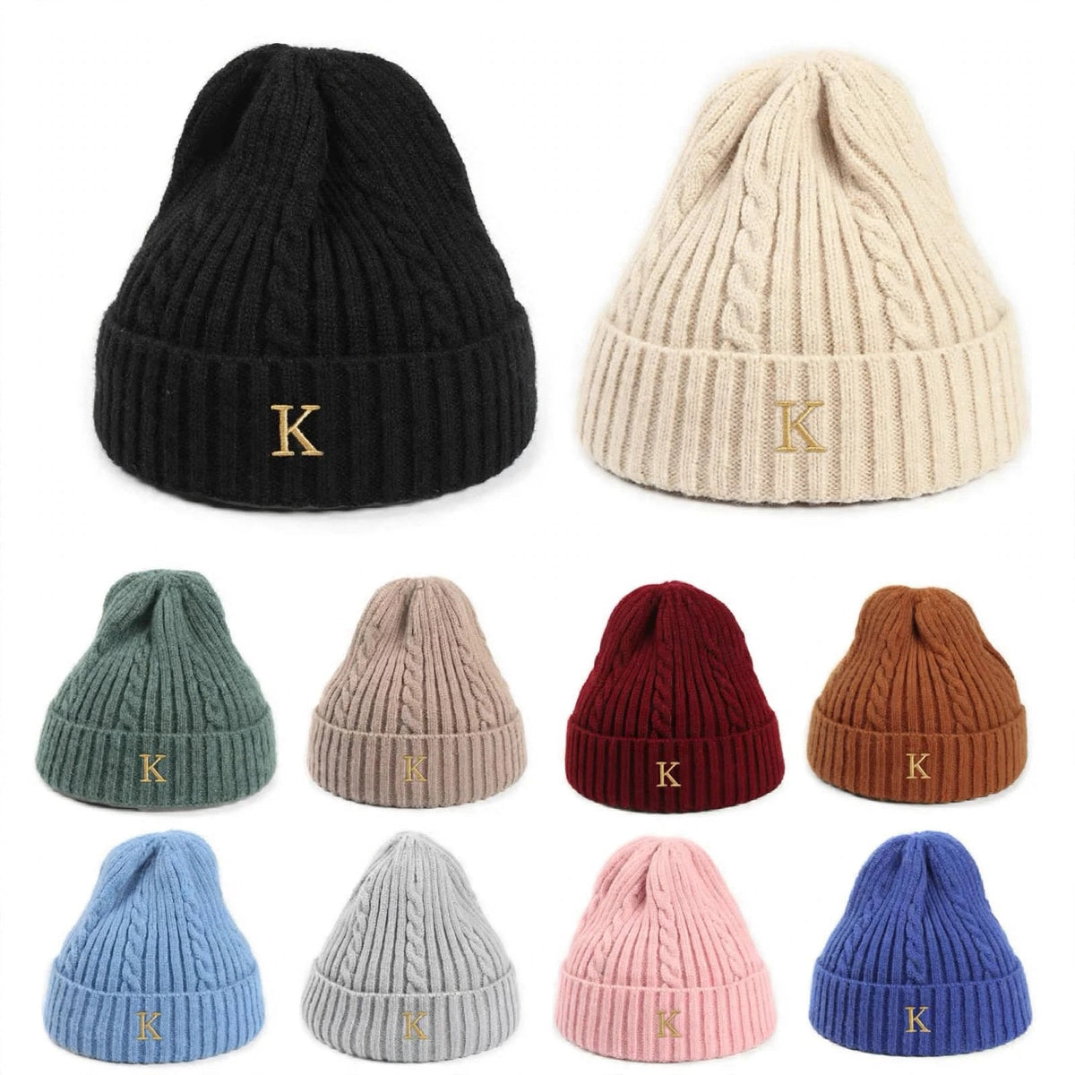 Bonnet K KACL collection complète 10 coloris broderie K dorée