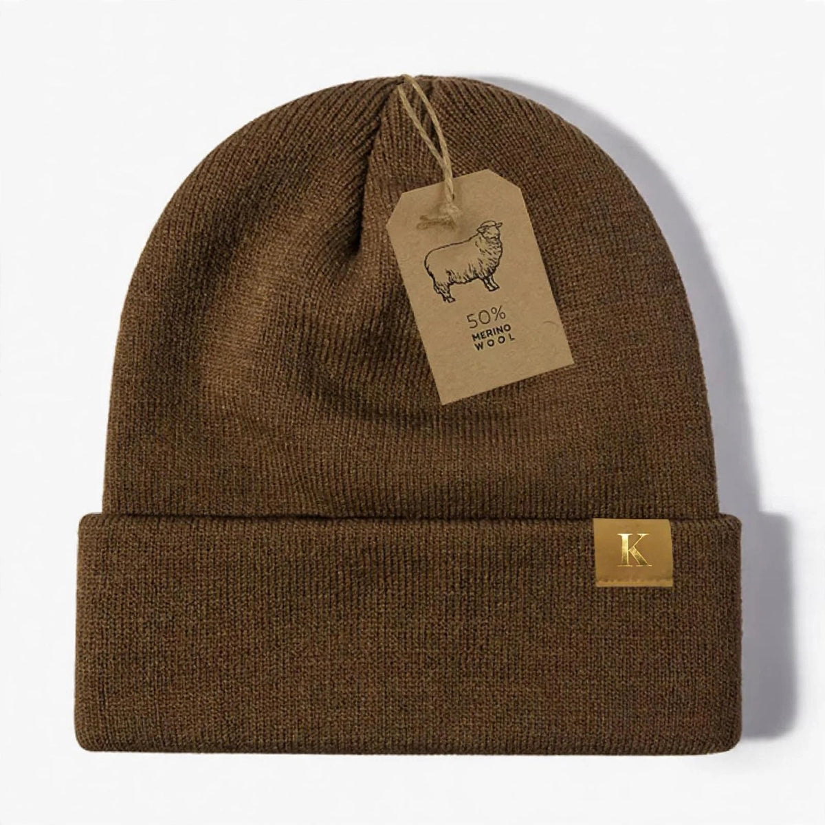 Bonnet Mérinos — Marron kaki