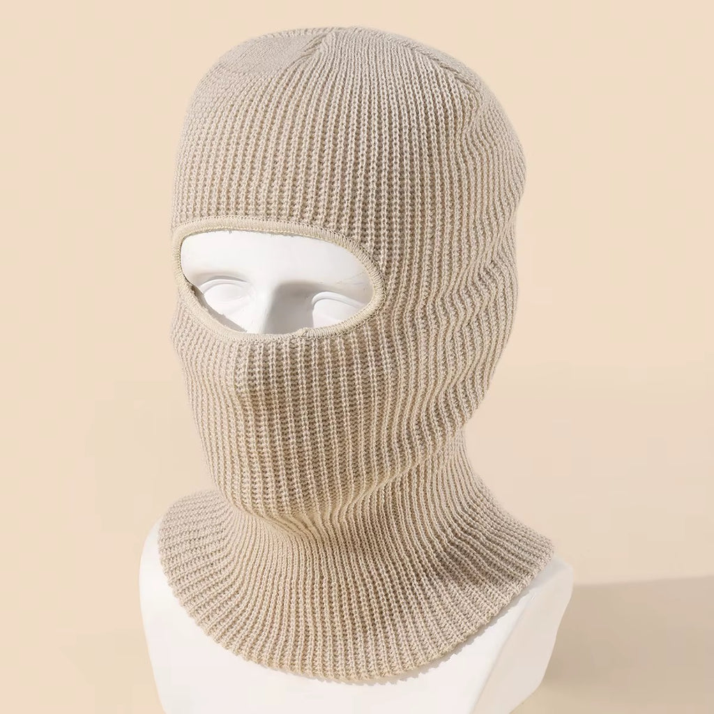 Bonnet-cagoule en maille côtelée à col long