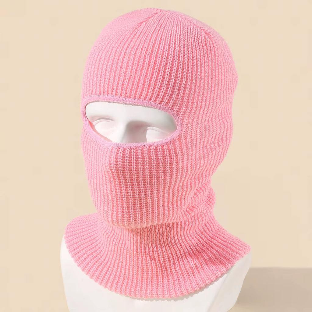 Bonnet-cagoule en maille côtelée à col long