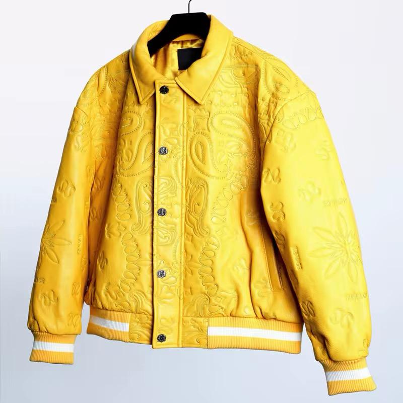 Blouson aviateur en cuir gaufré – Vêtements d'extérieur unisexes