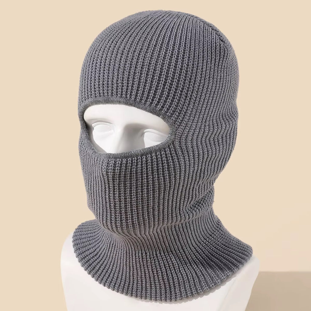 Bonnet-cagoule en maille côtelée à col long