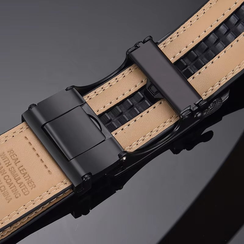 Ceinture en cuir noir pour homme