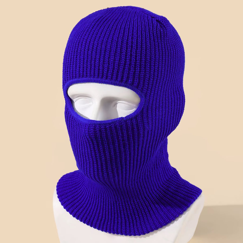 Bonnet-cagoule en maille côtelée à col long