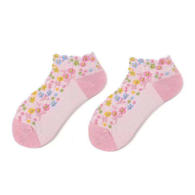 Paire de socquettes brodées de fleurs