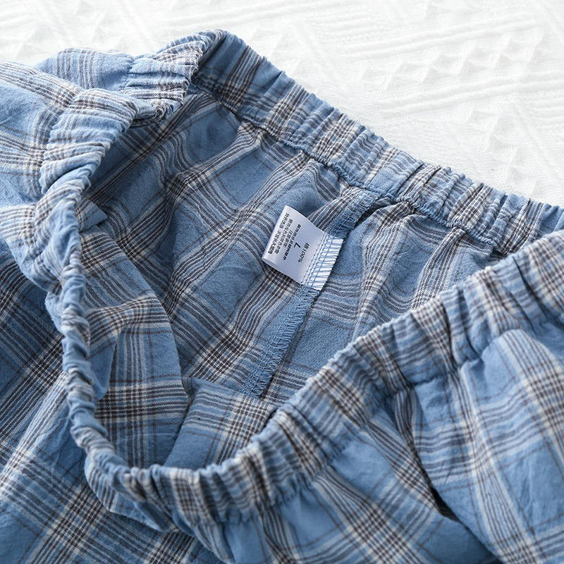 Pantalon d'intérieur unisexe en coton à carreaux, confortable et décontracté