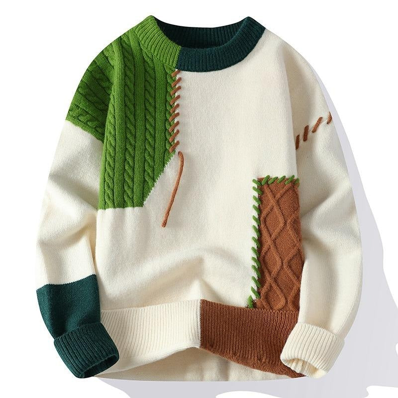 Pull en maille patchwork color block pour l'hiver