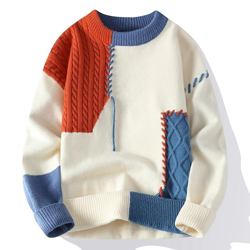 Pull en maille patchwork color block pour l'hiver