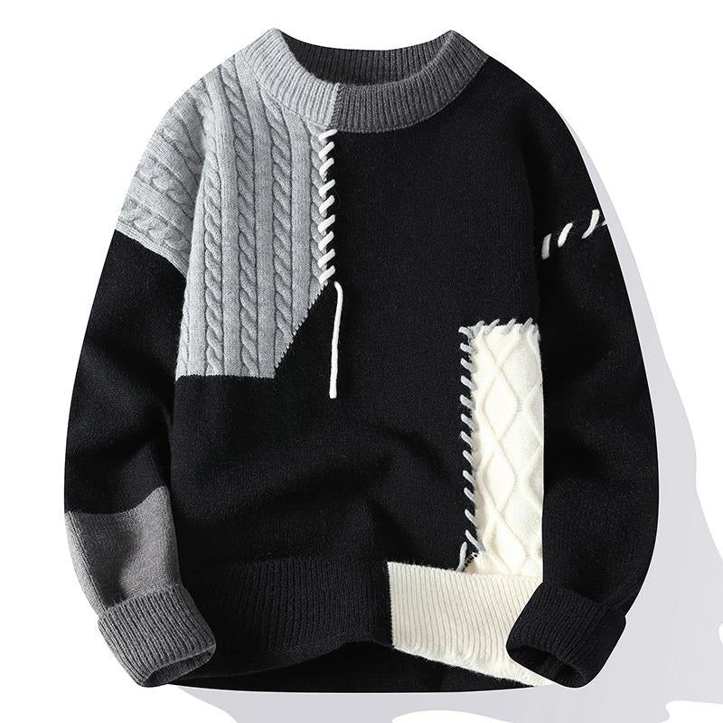 Pull en maille patchwork color block pour l'hiver