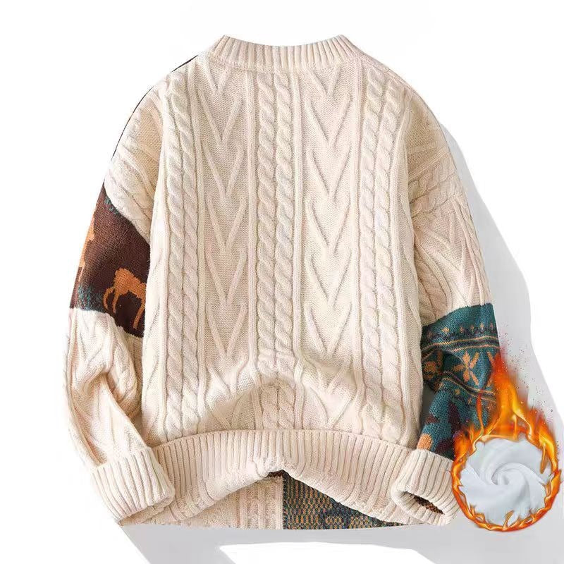 Pull vintage en maille pour l'hiver, style streetwear décontracté