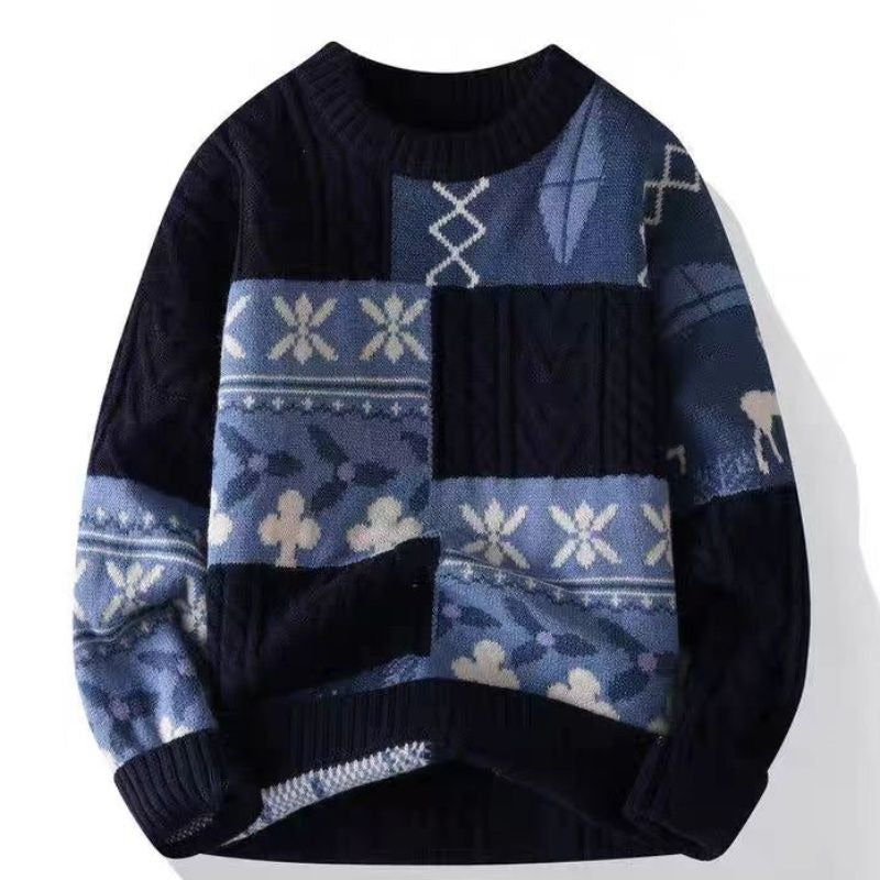 Pull vintage en maille pour l'hiver, style streetwear décontracté