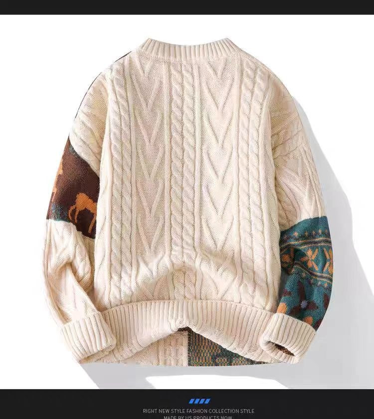 Pull vintage en maille pour l'hiver, style streetwear décontracté