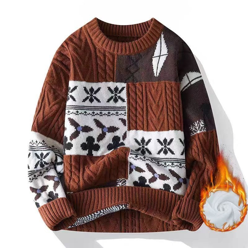 Pull vintage en maille pour l'hiver, style streetwear décontracté