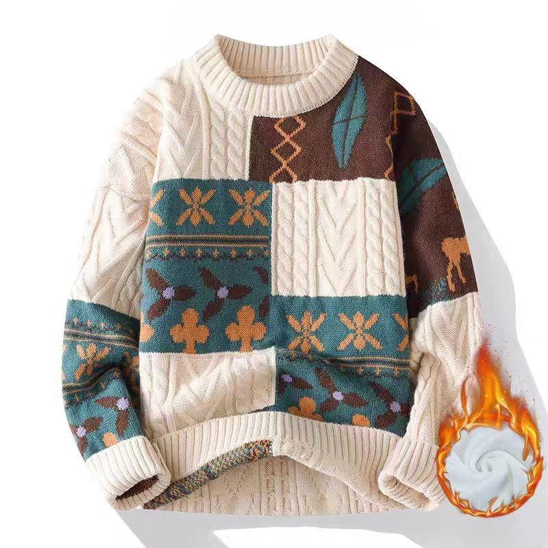 Pull vintage en maille pour l'hiver, style streetwear décontracté