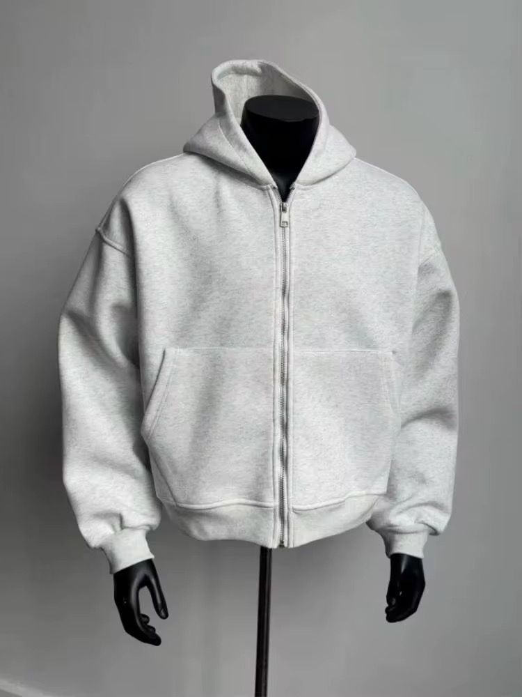Sweat à capuche zippé rétro en coton pour homme