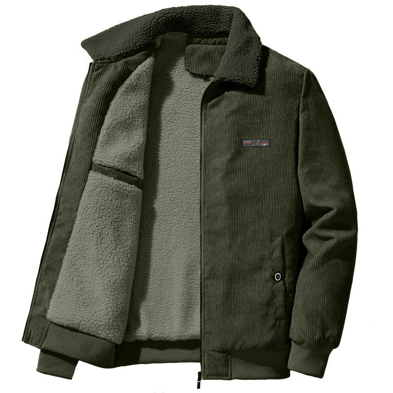 Veste d'hiver en velours côtelé pour homme avec doublure polaire chaude