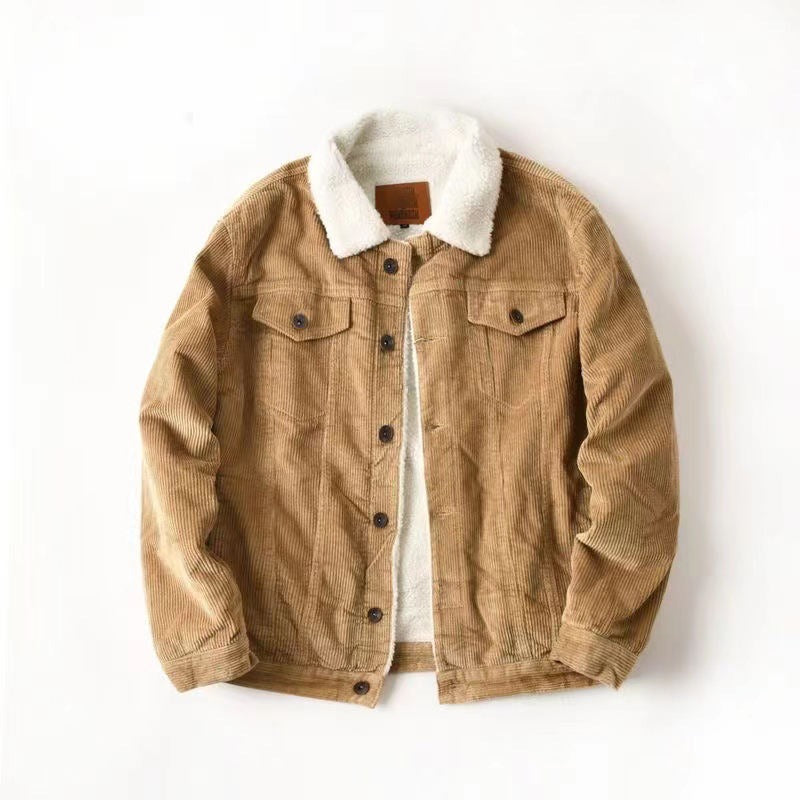 Veste en velours côtelé doublée sherpa pour homme