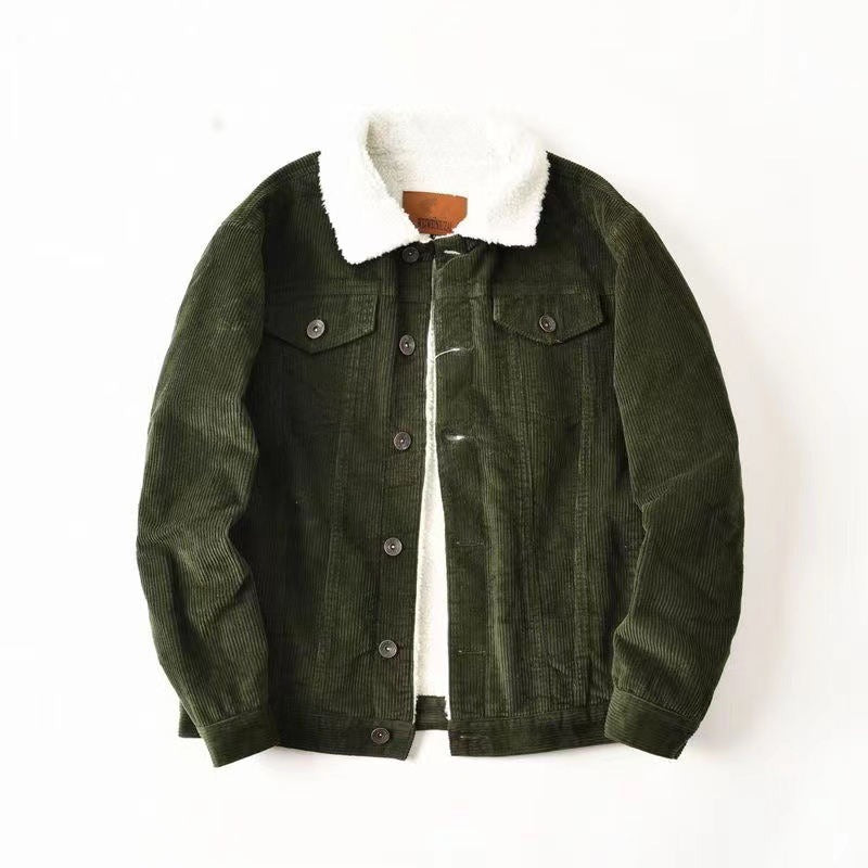 Veste en velours côtelé doublée sherpa pour homme
