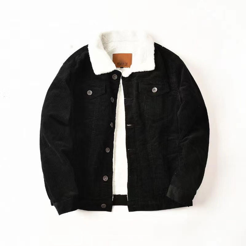 Veste en velours côtelé doublée sherpa pour homme
