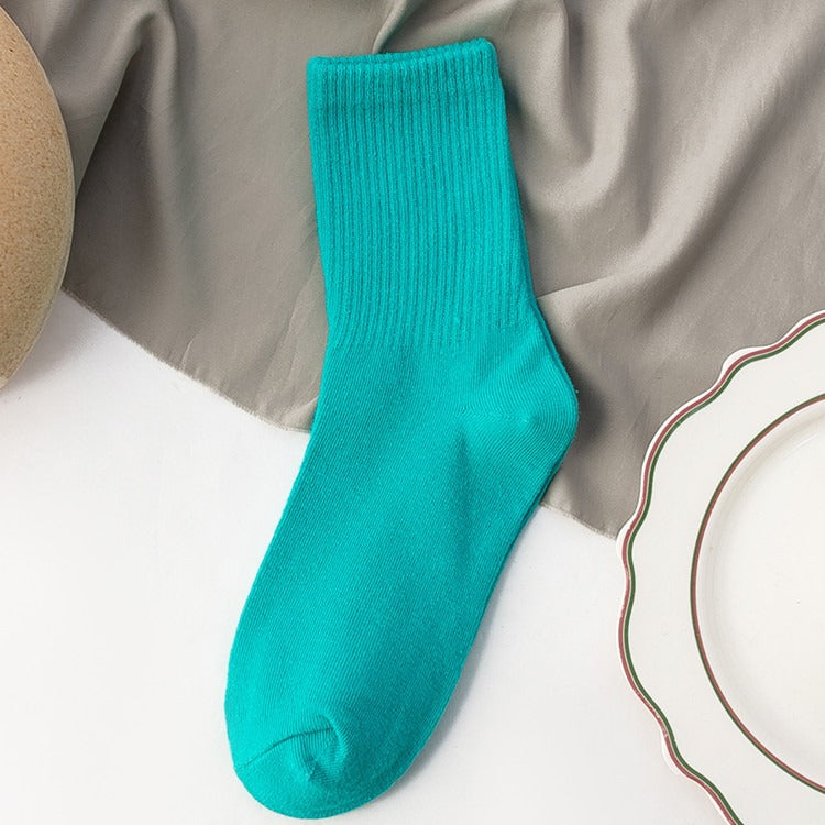 Chaussettes mi-mollet unisexes en coton, lot coloré et confortable au quotidien