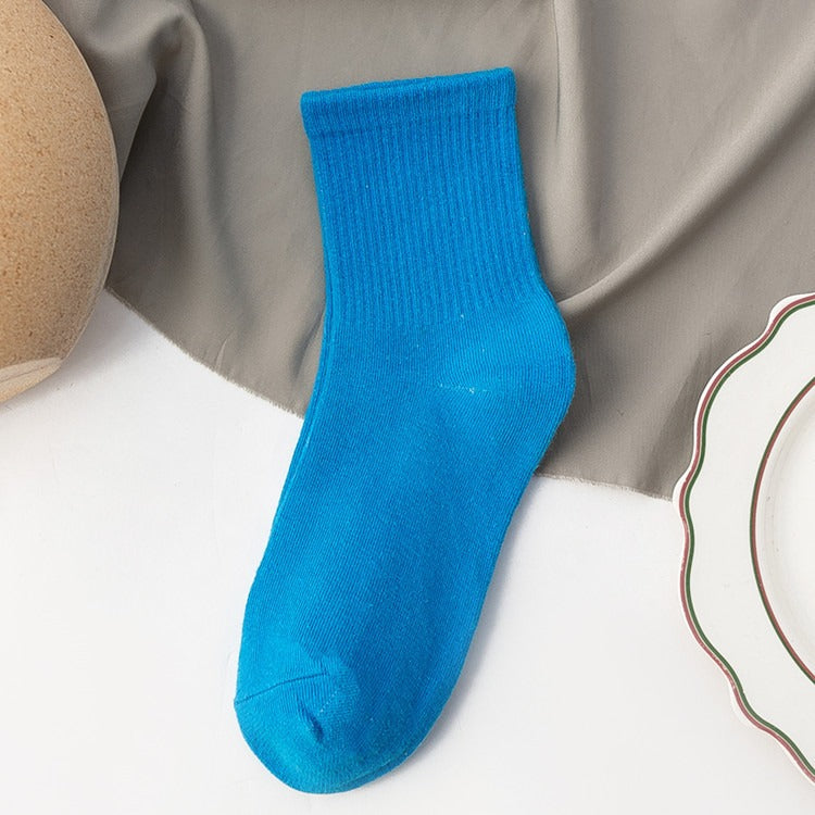 Chaussettes mi-mollet unisexes en coton, lot coloré et confortable au quotidien