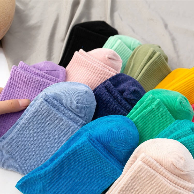Chaussettes mi-mollet unisexes en coton, lot coloré et confortable au quotidien