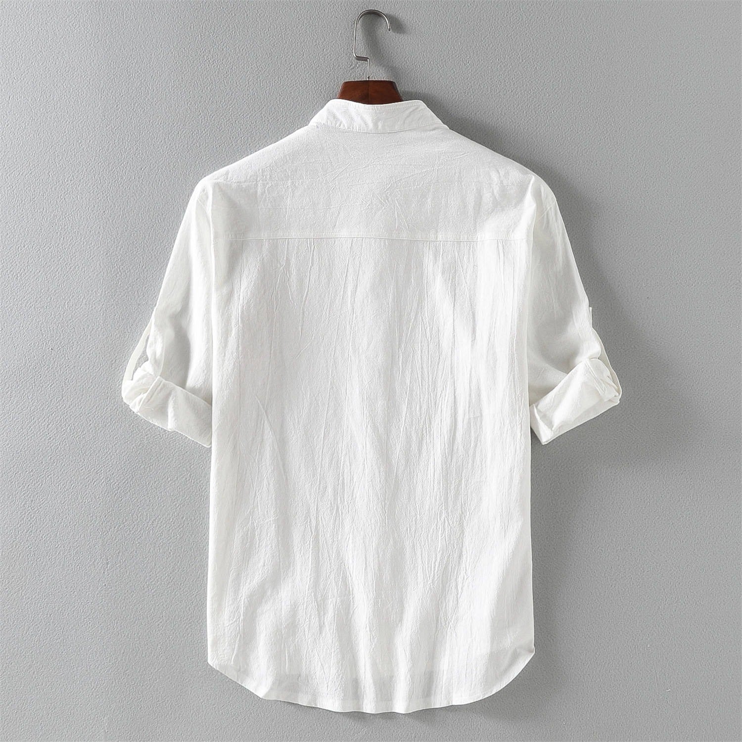Chemise décontractée à col montant en coton pour homme