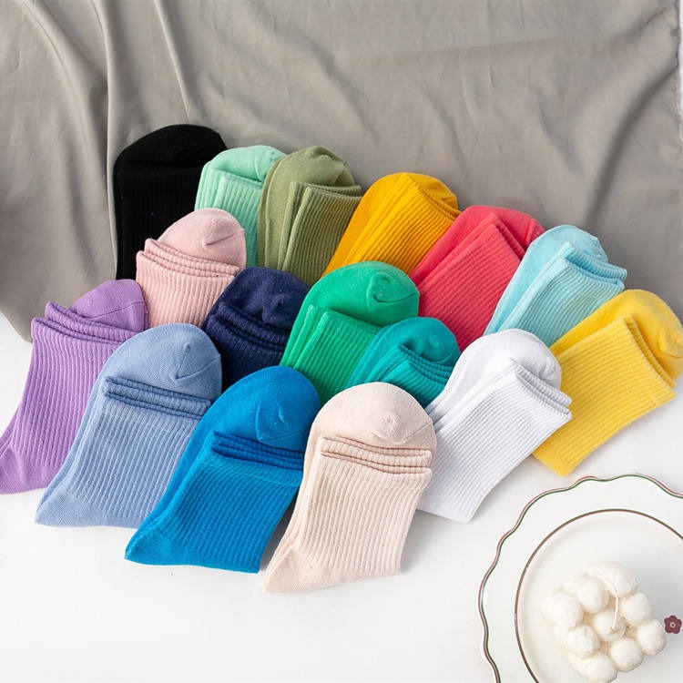 Chaussettes mi-mollet unisexes en coton, lot coloré et confortable au quotidien