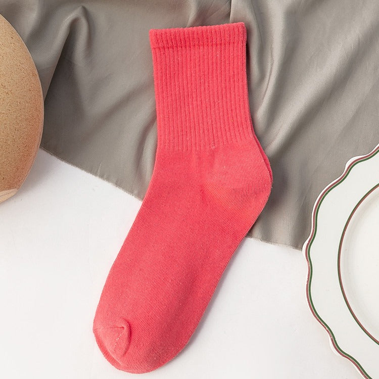 Chaussettes mi-mollet unisexes en coton, lot coloré et confortable au quotidien