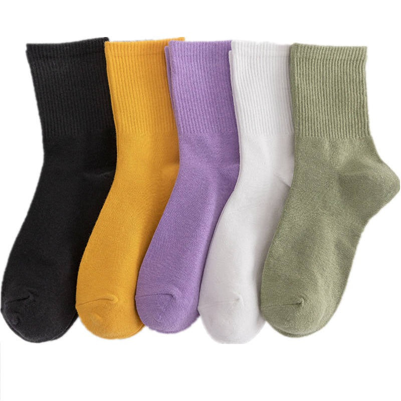 Chaussettes mi-mollet unisexes en coton, lot coloré et confortable au quotidien