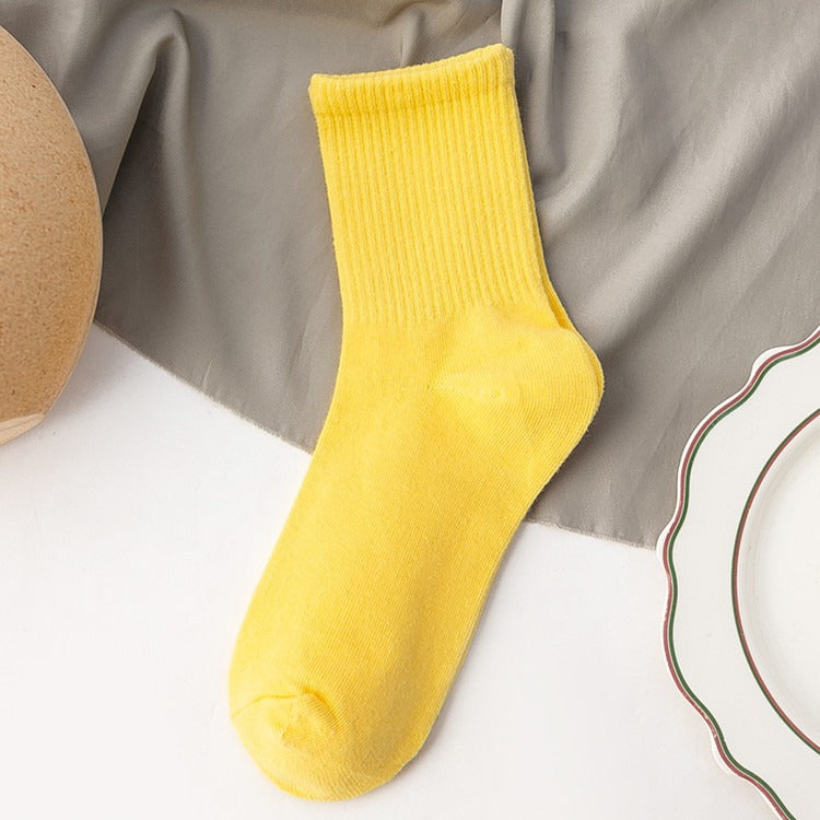 Chaussettes mi-mollet unisexes en coton, lot coloré et confortable au quotidien